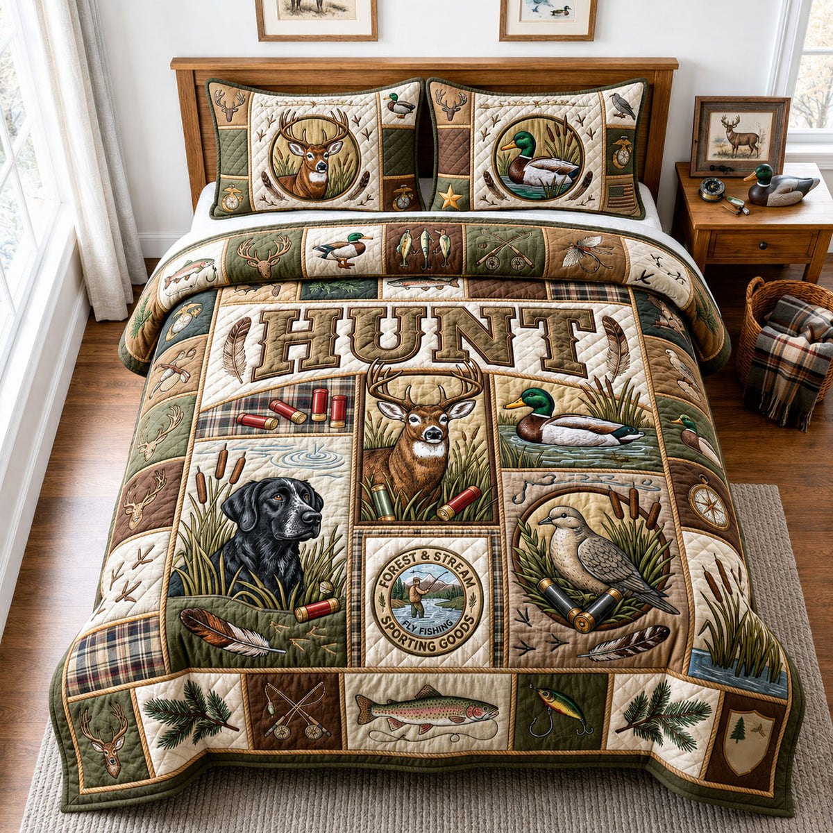 Hunting Season 3-Piece Quilted Bedding Set GFTOPND2248