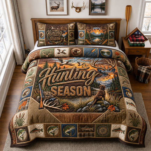 Hunting Season 3-Piece Quilted Bedding Set GFTOPND2250