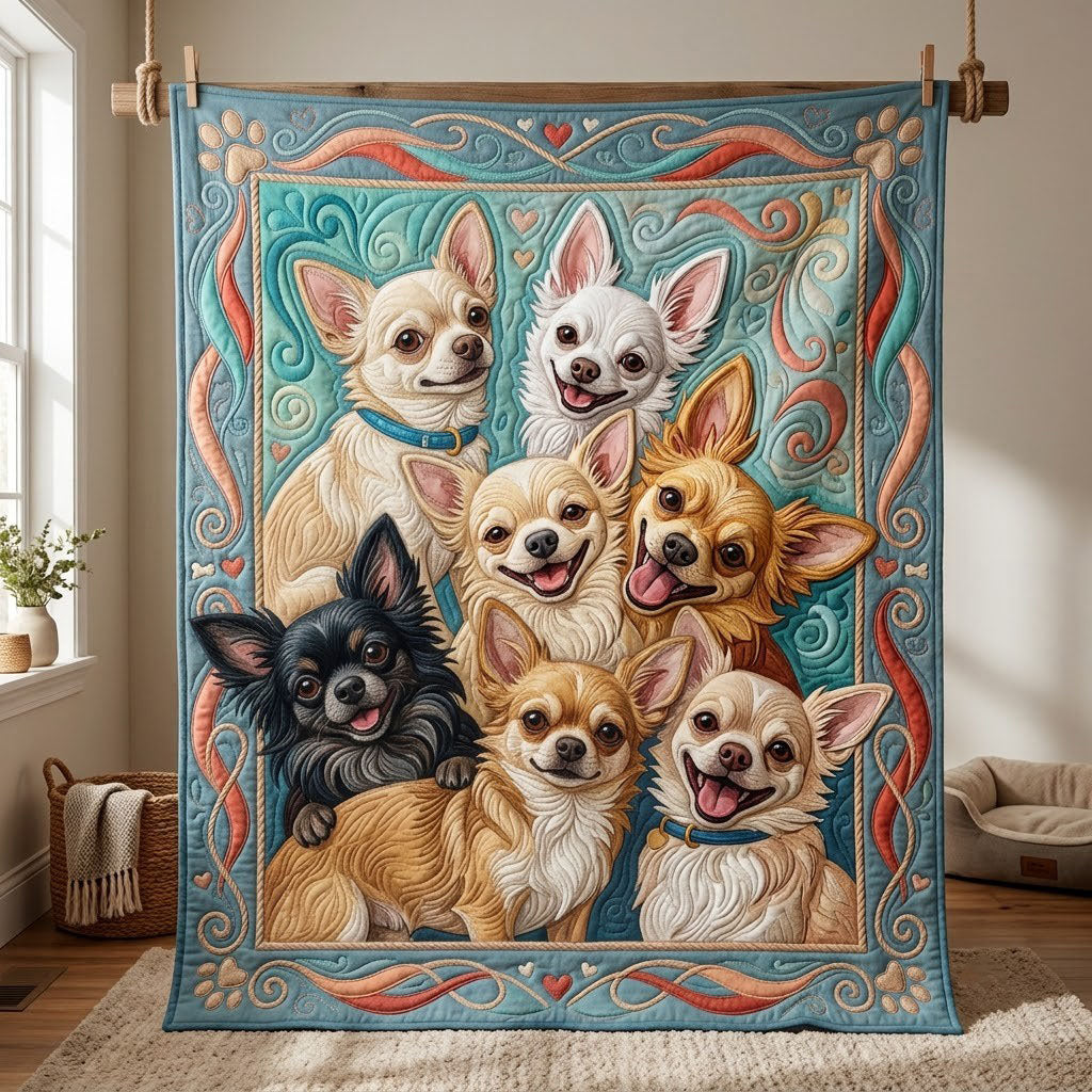 Happy Chihuahua Quilted Blanket GFTOPND2273