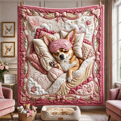 Pink Sleeping Chihuahua Quilted Blanket GFTOPND2276