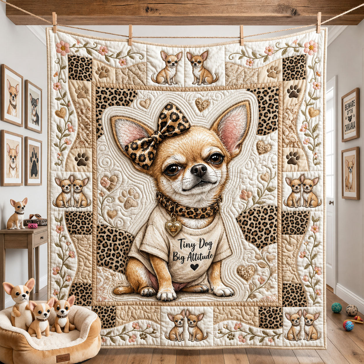 Tiny Dog Big Attitude Quilted Blanket GFTOPND2277