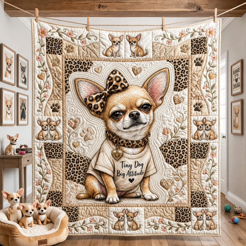 Tiny Dog Big Attitude Quilted Blanket GFTOPND2277