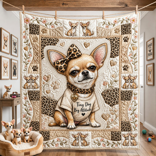 Tiny Dog Big Attitude Quilted Blanket GFTOPND2277