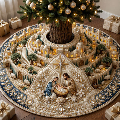 Jeweled Nativity Quilted Tree Skirt GFTOPND2279