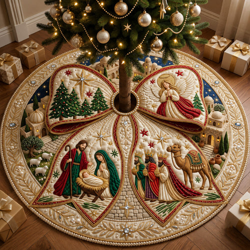 Jeweled Nativity Quilted Tree Skirt GFTOPND2281