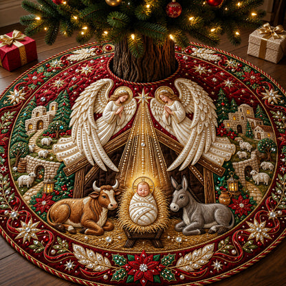 Jeweled Nativity Quilted Tree Skirt GFTOPND2283
