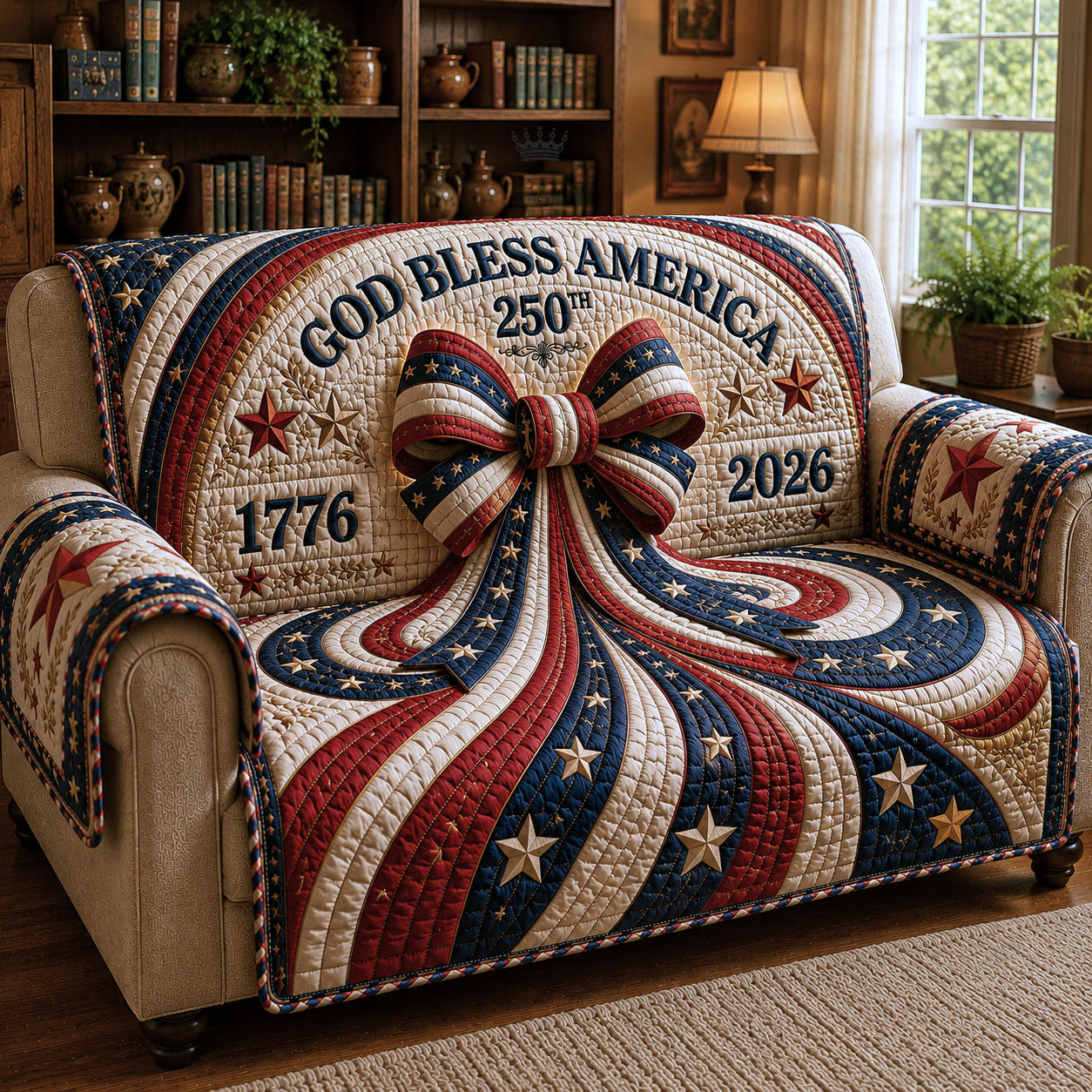 God Bless America Quilted Sofa Cover GFTOPND23