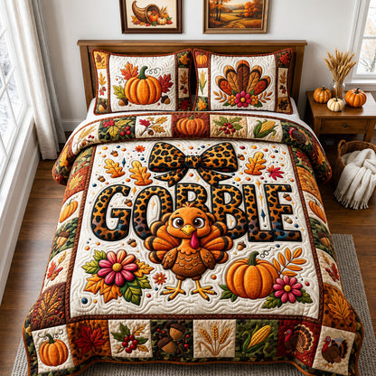 Thanksgiving Gobble 3-Piece Quilted Bedding Set GFTOPND2314