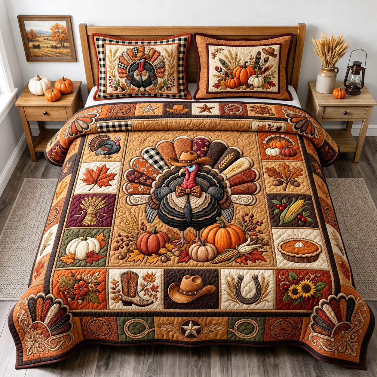 Western Turkey 3-Piece Quilted Bedding Set GFTOPND2317