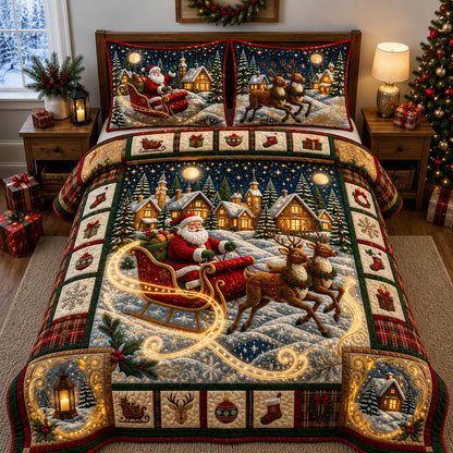 Illuminated Christmas 3-Piece Quilted Bedding Set GFTOPND2324