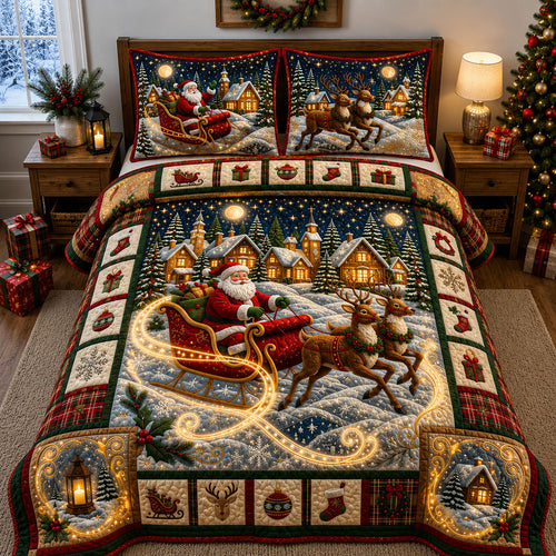 Illuminated Christmas 3-Piece Quilted Bedding Set GFTOPND2324