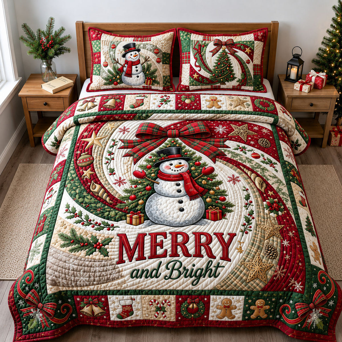 Merry And Bright 3-Piece Quilted Bedding Set GFTOPND2326