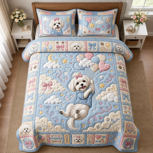 Maltese Balloon 3-Piece Quilted Bedding Set GFTOPND2361