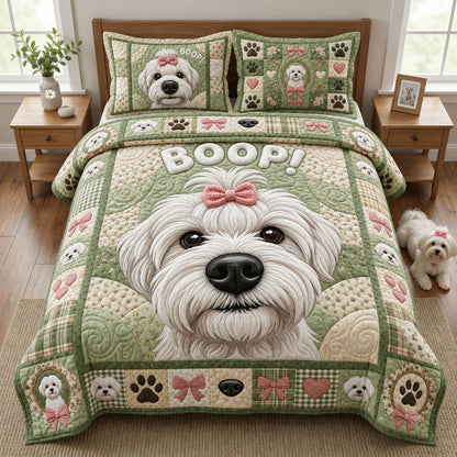 Boop Maltese 3-Piece Quilted Bedding Set GFTOPND2364