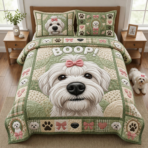Boop Maltese 3-Piece Quilted Bedding Set GFTOPND2364