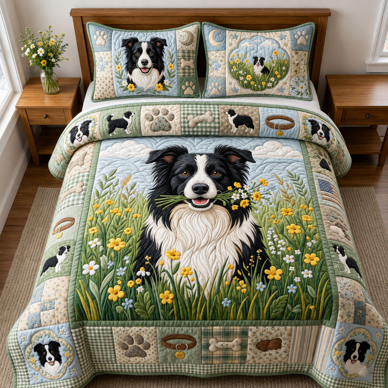 Tiny Bouquet 3-Piece Quilted Bedding Set GFTOPND2369