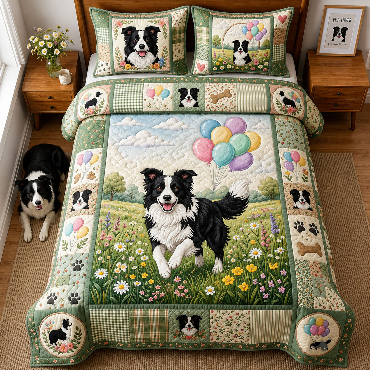 Happy Tails 3-Piece Quilted Bedding Set GFTOPND2371