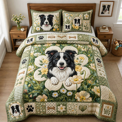 Bloomer Border Collie 3-Piece Quilted Bedding Set GFTOPND2372