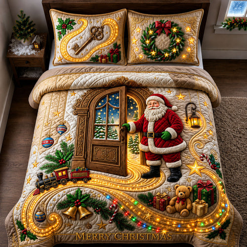 Magical Christmas Door 3-Piece Quilted Bedding Set GFTOPND2379