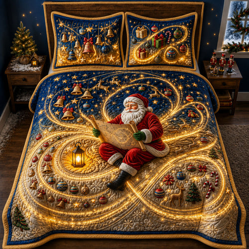 Christmas Map 3-Piece Quilted Bedding Set GFTOPND2380