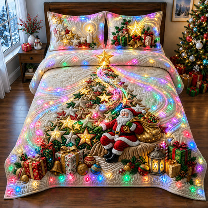 Christmas Star Tree 3-Piece Quilted Bedding Set GFTOPND2383