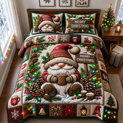 Merry Christmas 3-Piece Quilted Bedding Set GFTOPND2389