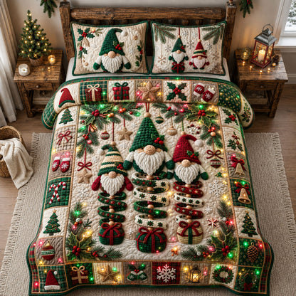 Crochet Gnome Wind Spinner 3-Piece Quilted Bedding Set GFTOPND2392