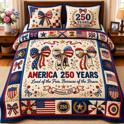 America Free Brave 3-Piece Quilted Bedding Set GFTOPND240