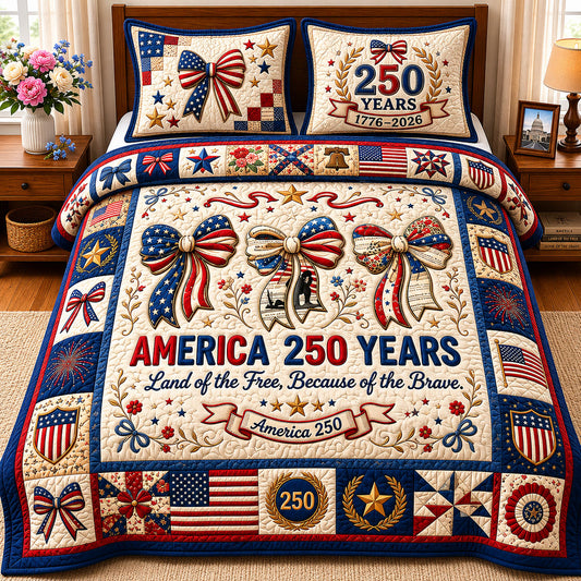 America Free Brave 3-Piece Quilted Bedding Set GFTOPND240