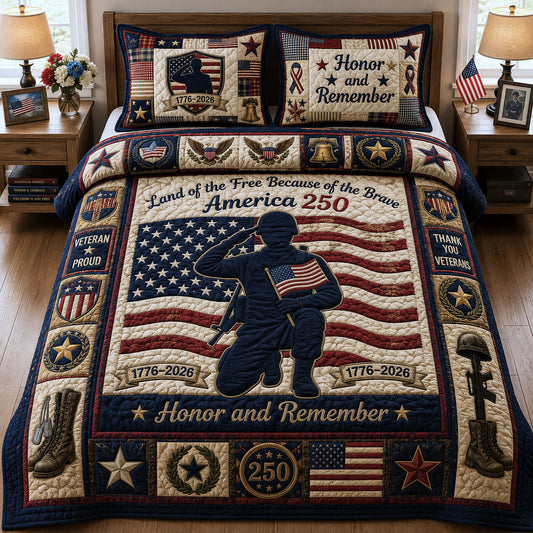 Veteran Pride 3-Piece Quilted Bedding Set GFTOPND243