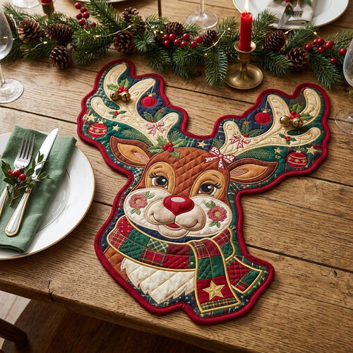 Christmas Reindeer Custom Shape Quilted Place Mat GFTOPND2436