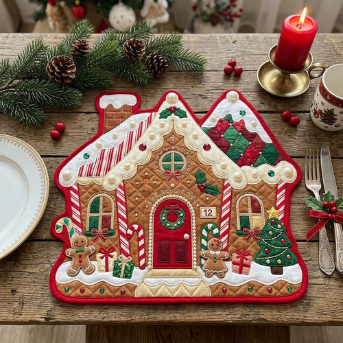 Gingerbread House Custom Shape Quilted Place Mat GFTOPND2437