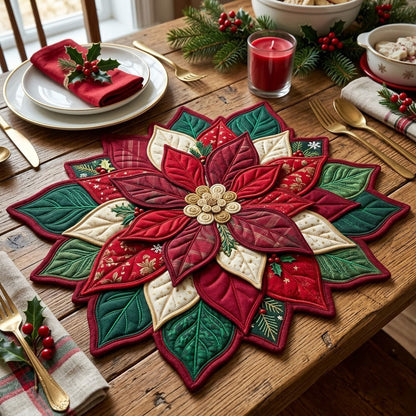 Christmas Poinsettia Custom Shape Quilted Place Mat GFTOPND2438