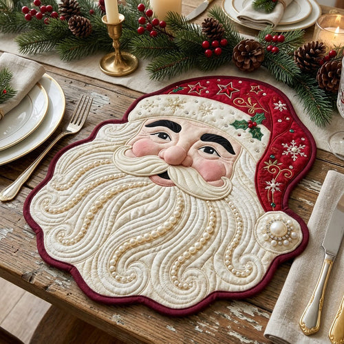 Pearl Santa Custom Shape Quilted Place Mat GFTOPND2439
