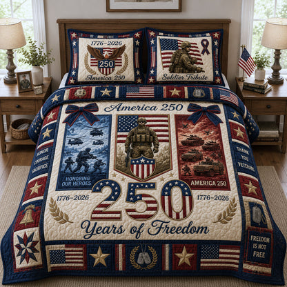 Patriotic Military Veteran 3-Piece Quilted Bedding Set GFTOPND244