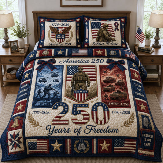 Patriotic Military Veteran 3-Piece Quilted Bedding Set GFTOPND244