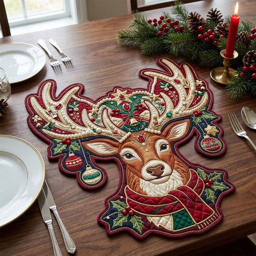 Reindeer Crown Custom Shape Quilted Place Mat GFTOPND2445