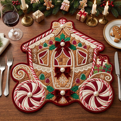 Gingerbread Carriage Custom Shape Quilted Place Mat GFTOPND2446