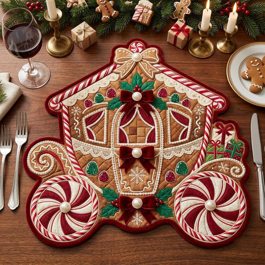 Gingerbread Carriage Custom Shape Quilted Placemat GFTOPND2446