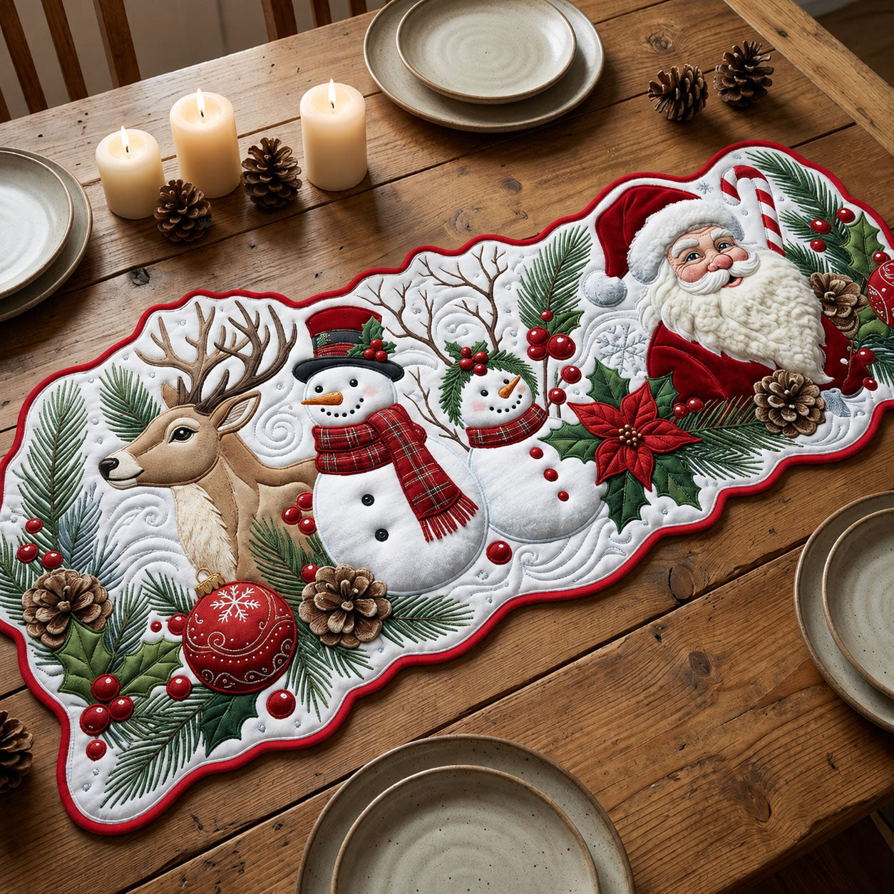Iconic Christmas Custom Shape Quilted Table Runner GFTOPND2449