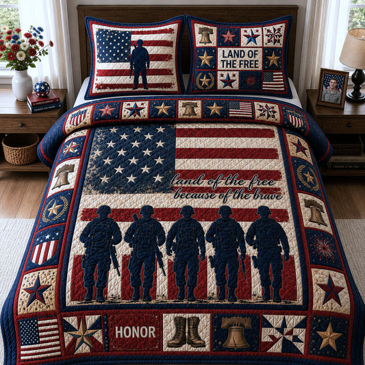 Honor And Remember Veterans 3-Piece Quilted Bedding Set GFTOPND245