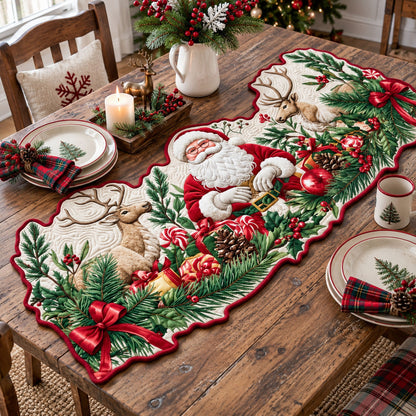 Christmas Santa Custom Shape Quilted Table Runner GFTOPND2450