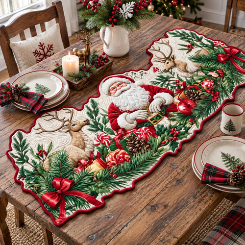 Christmas Santa Custom Shape Quilted Table Runner GFTOPND2450