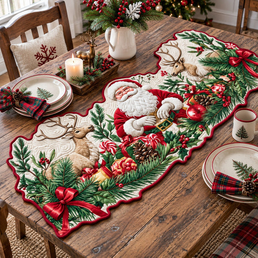 Christmas Santa Custom Shape Quilted Table Runner GFTOPND2450
