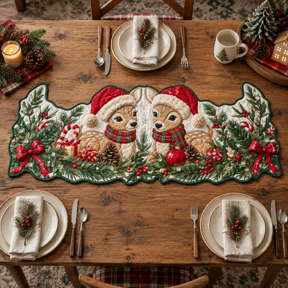 Christmas Reindeer Custom Shape Quilted Table Runner GFTOPND2451