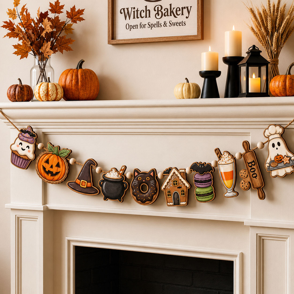 Witch Bakery Halloween Custom Shape Wooden Garland GFTOPND2456