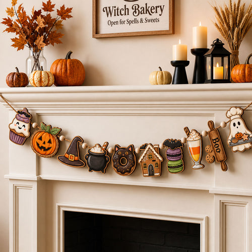 Witch Bakery Halloween Custom Shape Wooden Garland GFTOPND2456