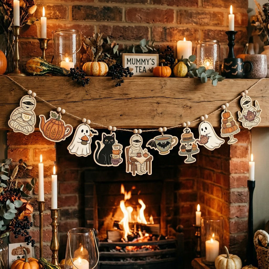Mummy Tea Party Custom Shape Wooden Garland GFTOPND2459