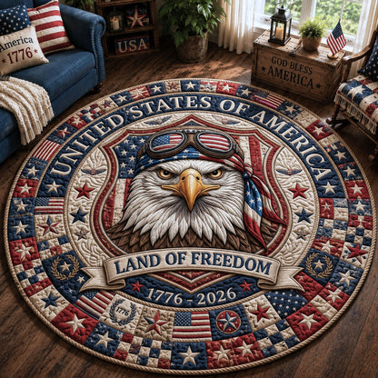 Patriotic Bald Eagle Quilted Round Mat GFTOPND246
