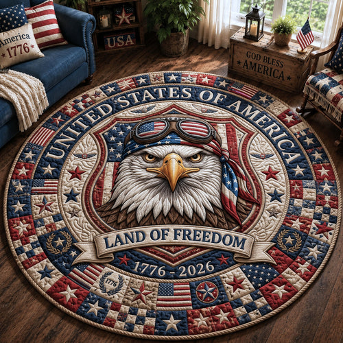 Patriotic Bald Eagle Quilted Round Mat GFTOPND246